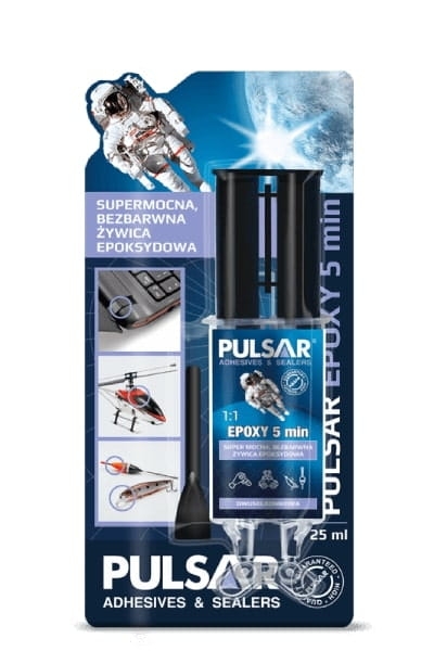Przejdź do produktu KLEJ EPOKSYDOWY DWUSKŁADNIKOWY PULSAR SZYBKOSCHNĄCY BEZBARWNY 5 MINUT 25 ml