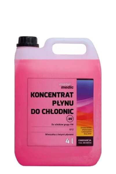 Koncentrat płynu chłodniczego G12 różowy 4 l - Mobil Medic, ochrona do -35 °C