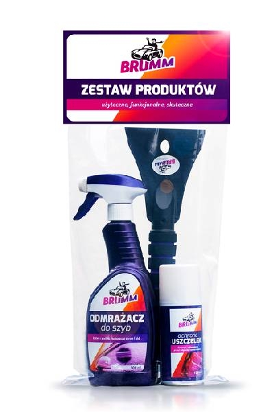 Brumm zestaw zimowy - odmrażacz szyb, skrobaczka i silikon do uszczelek