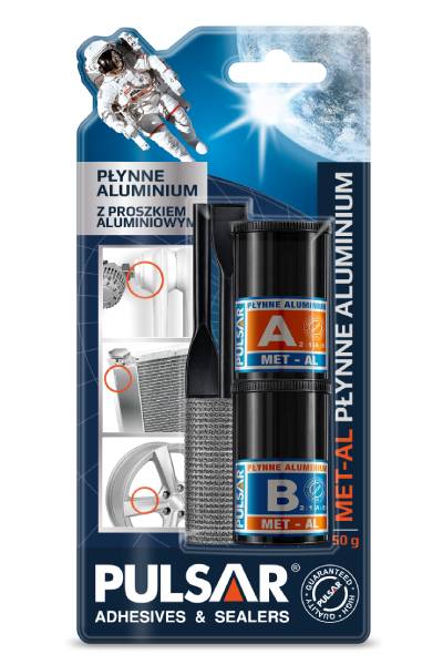 Płynne aluminium do napraw metalu 50 g - dwuskładnikowy kompozyt Pulsar MET-AL