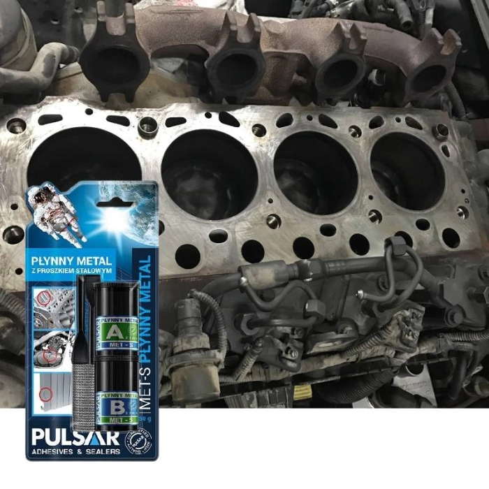 Pulsar płynny metal 50 g - przykład użycia przy naprawie ubytków w metalu