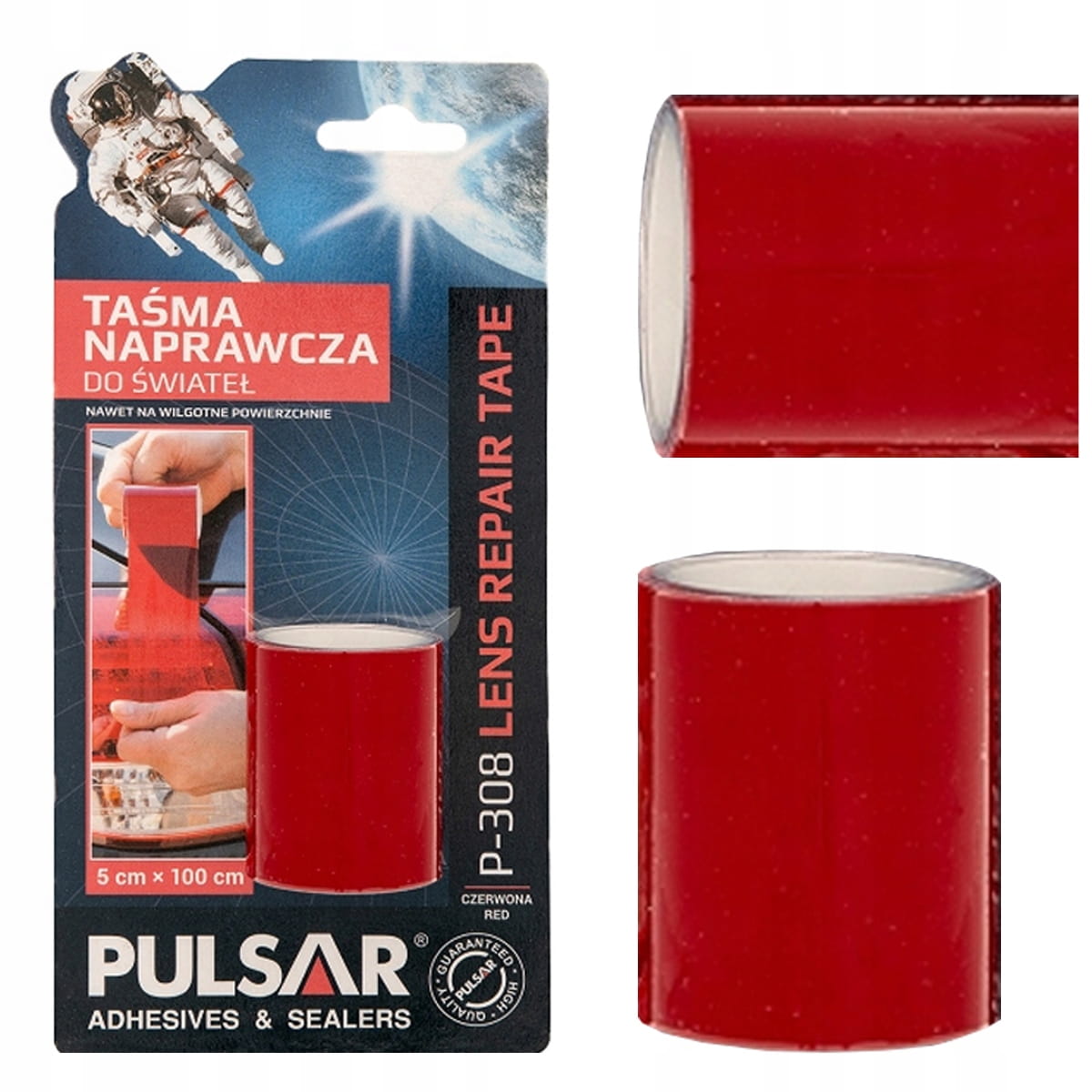 Taśma naprawcza czerwona Pulsar - odporna na UV i warunki atmosferyczne, szer. 5 cm