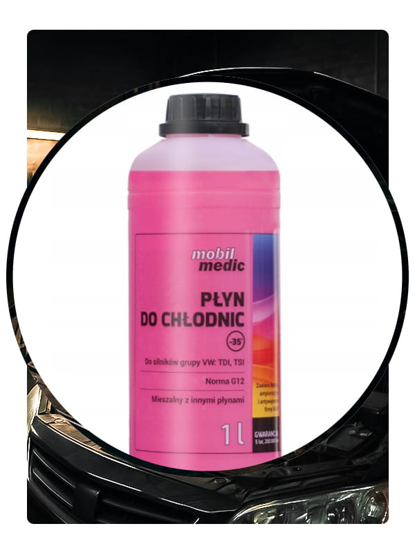 Mobil Medic G12 różowy -35 °C 1 l - gotowy płyn chłodniczy do samochodów osobowych i dostawczych